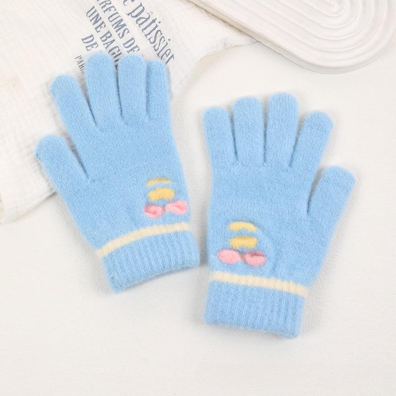 Korean Baby Wool Five Finger Gloves Unisex Kids School Children Cold Proof Knit Winter Mittens