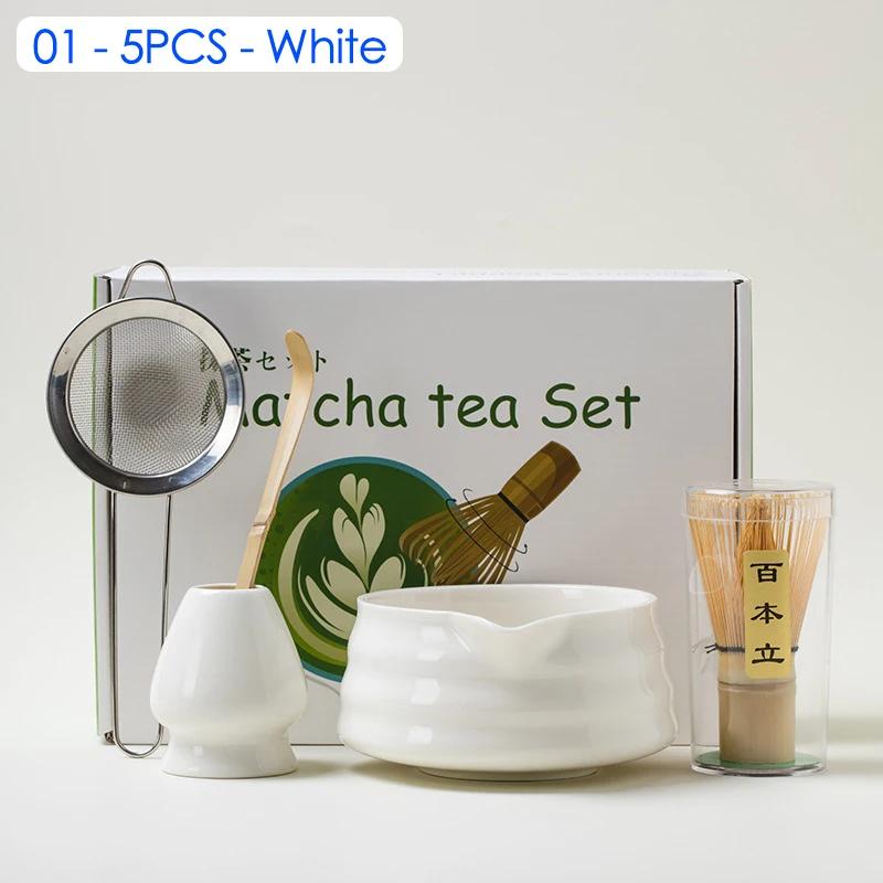 4/5/7/8 PIÈCES Boîte Cadeau Matcha en Céramique Japonaise Set de Thé Matcha avec Fouet en Bambou Pinceau Matcha Cuillère à Thé pour Outils de Bricolage pour la Préparation du Thé