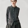 Women's Light Luxury Beaded Cashmere Knit Cardigan - Fluffy Slimming Round Neck Sweater Coat for Autumn/Winter.