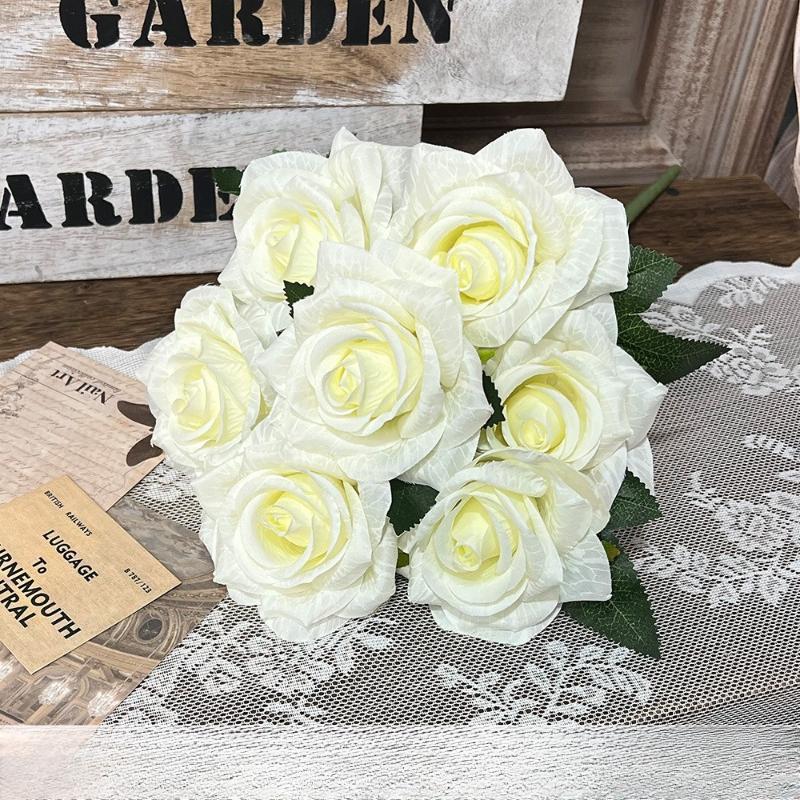 Künstliche Blumen 7-Köpfige Göttin Rosen Bündel Restaurant Dekoration Seiden-Fake-Blumen Simulation Grüne Rose Halle Dekorativ