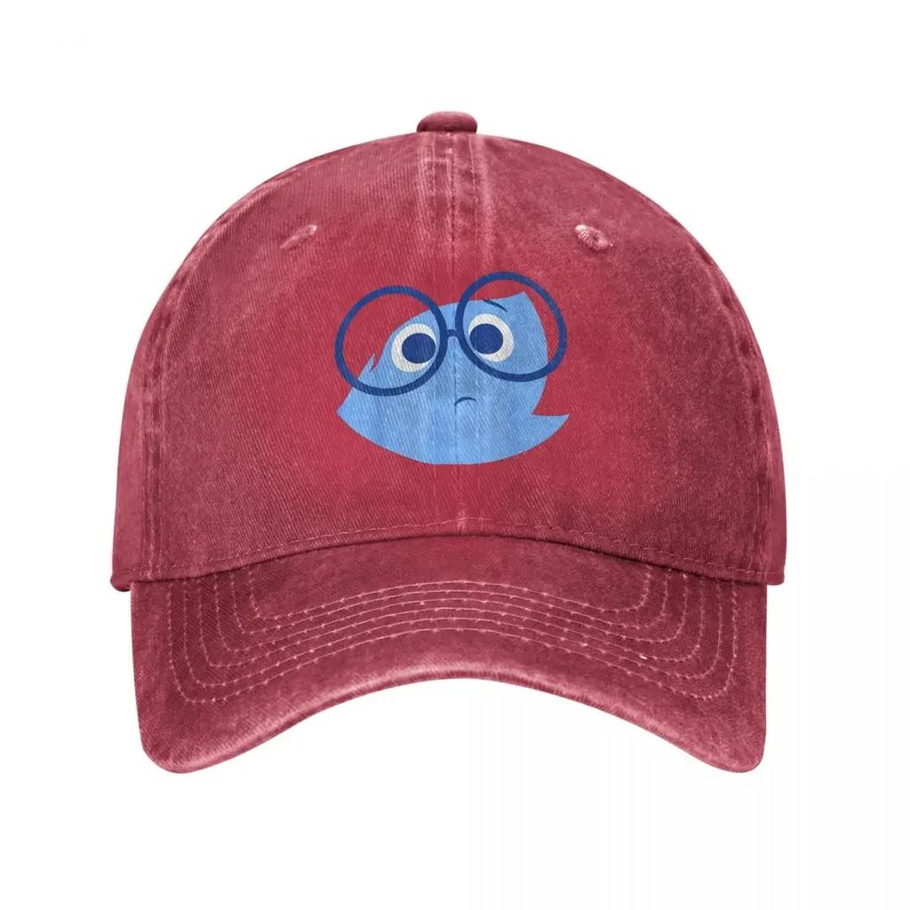 Inside Out Sad Face Halloween Baseball Caps Classic Distressed Denim Cartoon Anime Sun Cap Unisex Outdoor Running Adjustable Hat