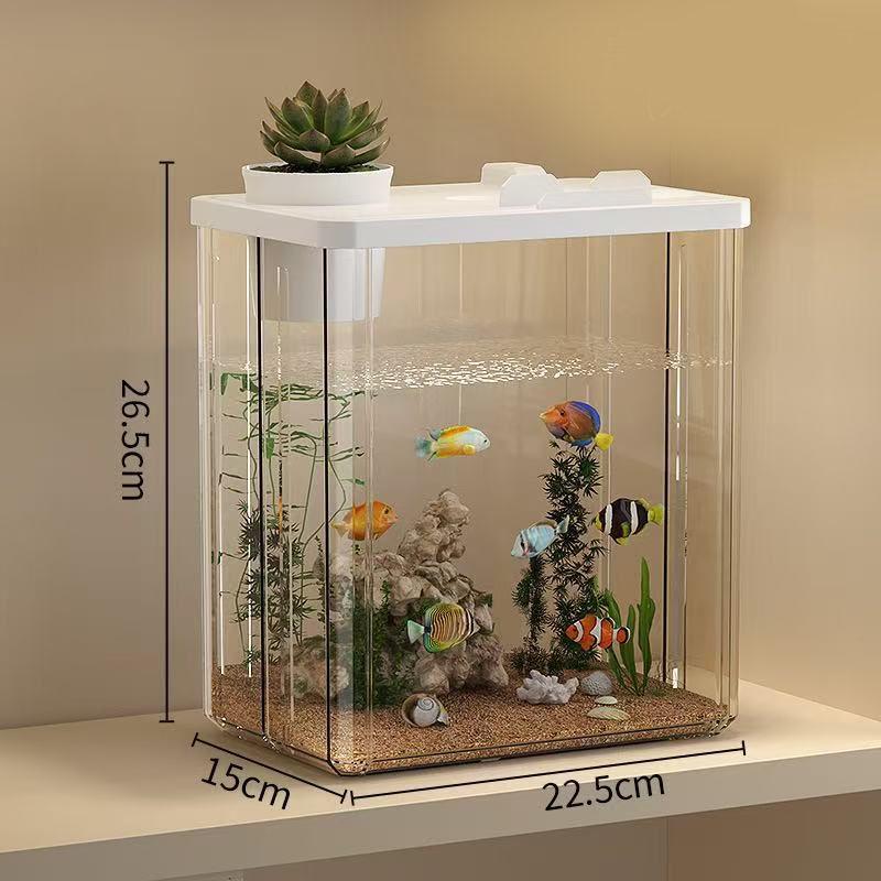 Desktop Small Ecological Fish Tank Landscaping Thickened Office Desk Bucket Fish Tank Integrated Machine Hydroponic Breeding Box
