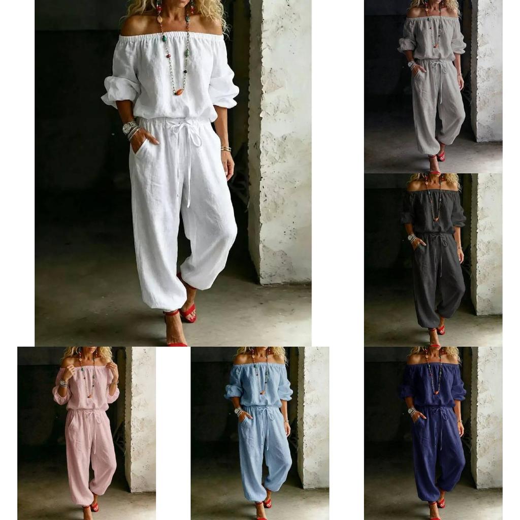Minimalist Womens Casual Jumpsuit With Tiefront Top For Spring Fashion