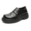 Fashion Thick Soled Men's Leather Shoes Luxury  Designer Styles Daily Fashion Party Outdoor Casual Youth Shoes Classic Black