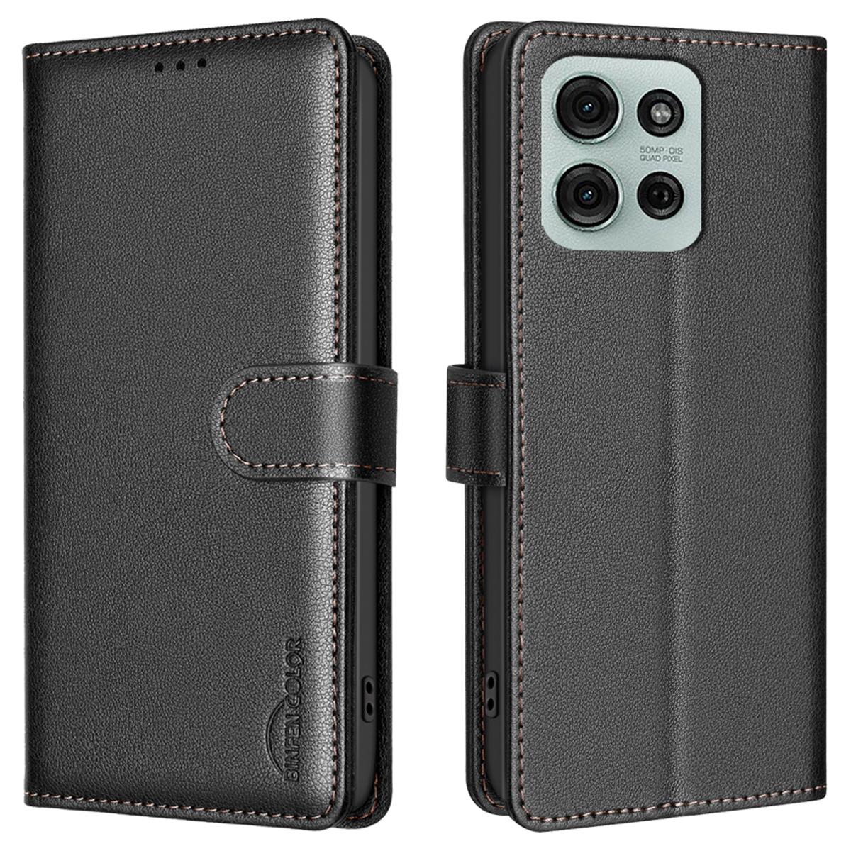 

BINFEN COLOR BF32 For Motorola Moto G75 5G Leather Case Wallet RFID Blocking Phone Cover A