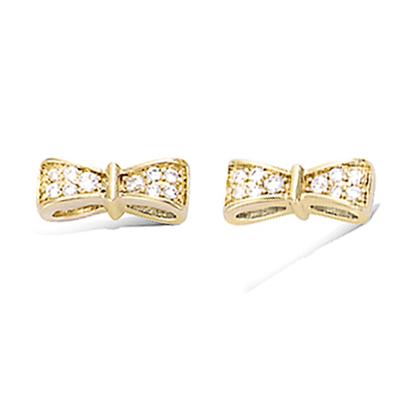 [L7018] - Gold Plated Earrings 'Romantic Knot' White Gold - 11x4 Mm