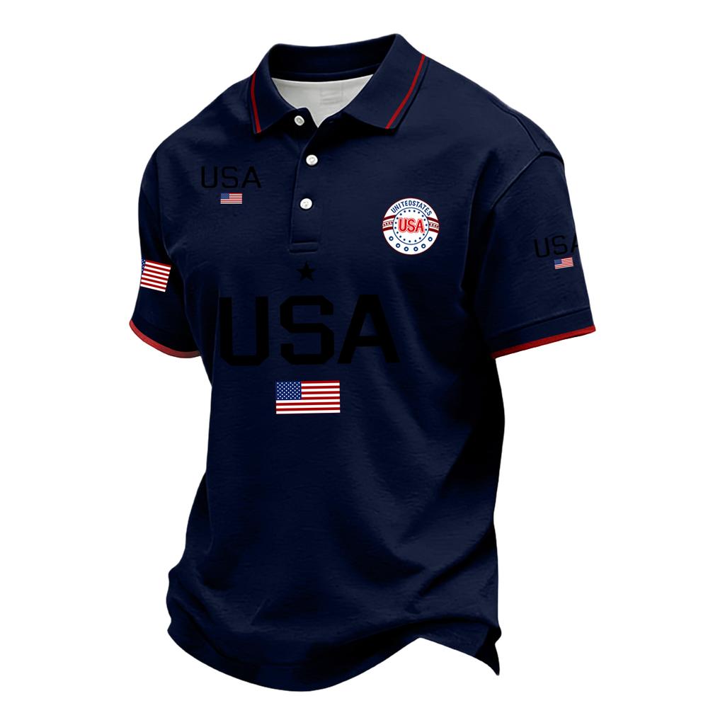 Men's Loose And Casual Flag-print T-shirt, Short Sleeve Shirt