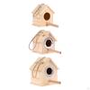 Decorative Wooden Bird House Nest with Pole Breeding Box Hanging for Outdoor Garden Finch