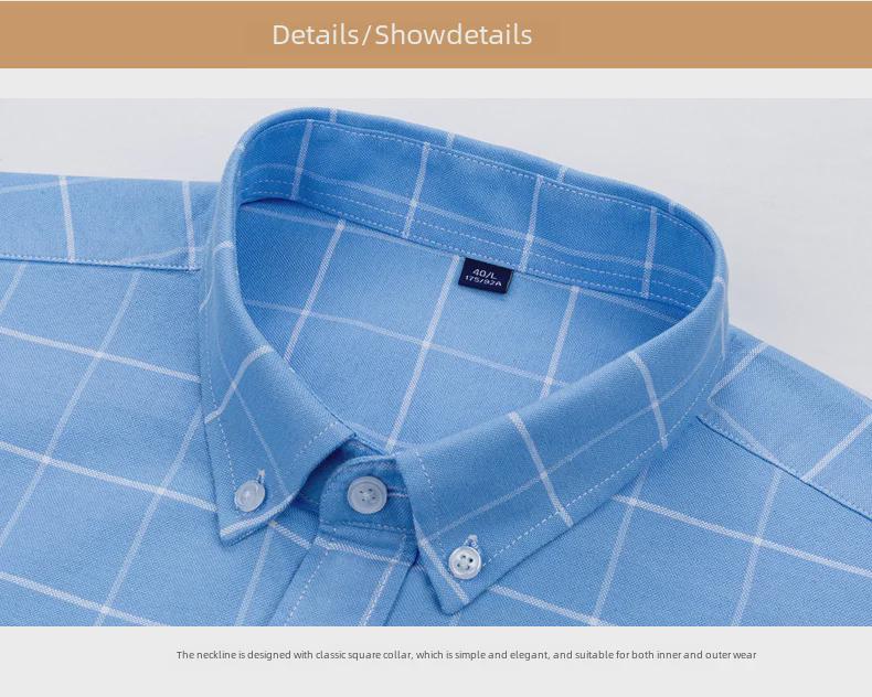 Hot Wind Men's Square Neck Long Sleeve Oxford Shirt - 2025 Spring Collection, Breathable & Comfortable Casual Wear