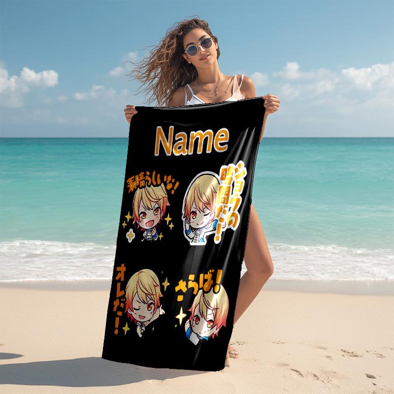 Personalized customized proof beach towel with Tsukasa Tenma pattern - soft, absorbent,quick-drying,perfect swimming,camping&bathing