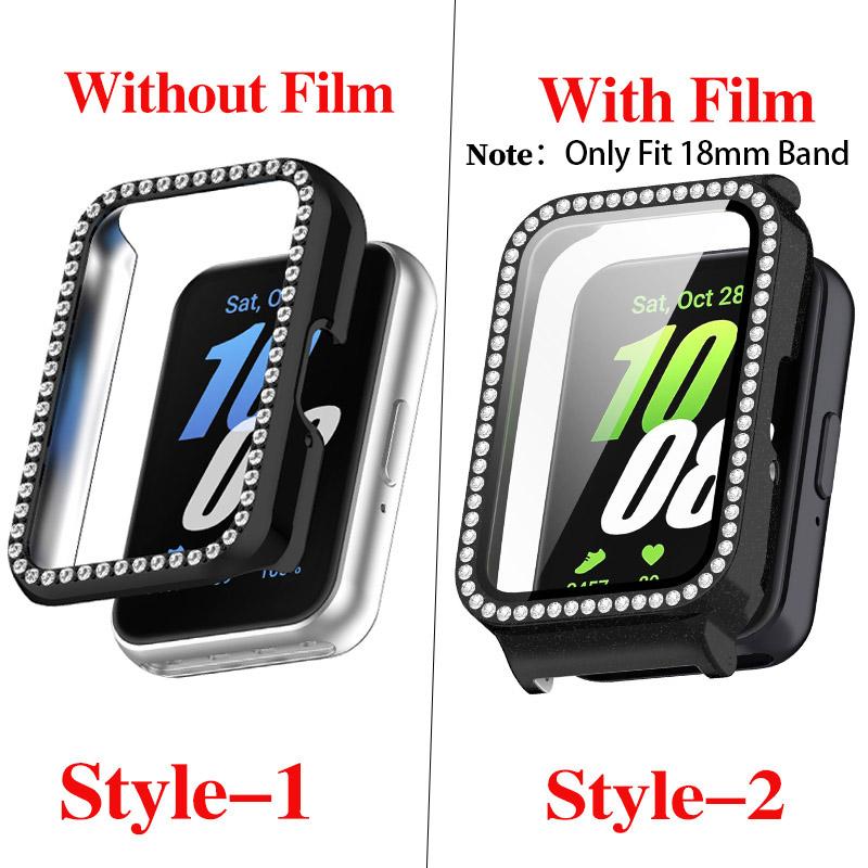 Ochranný Bling PC dutý kryt pro Samsung Galaxy Fit 3 Chytré hodinky Pásek Diamantový Křišťálový Nárazník Ochranný kryt Obrazovka