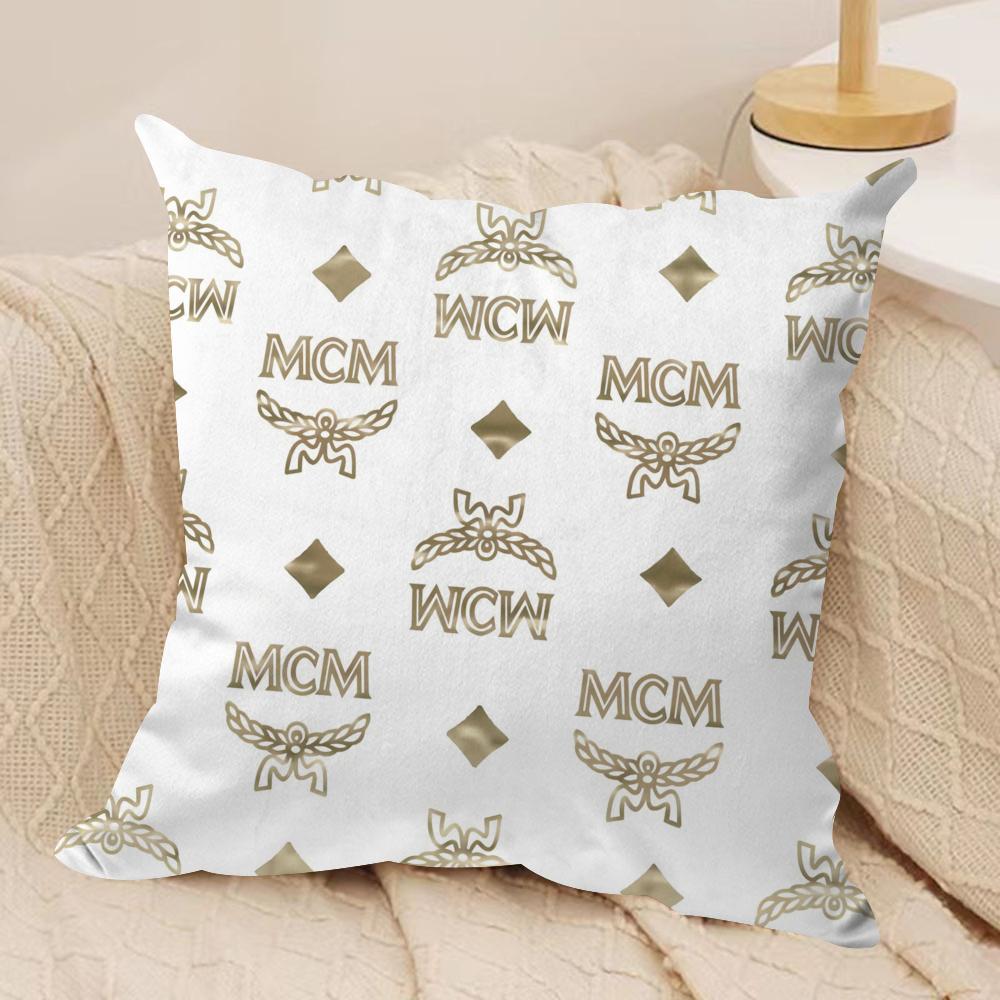 Texture M-C-M Fashion Cushion Cover Soft Plush Fabric Double-Sided Printed Sofa Cushion Cover for All Seasons Home Decor Gift