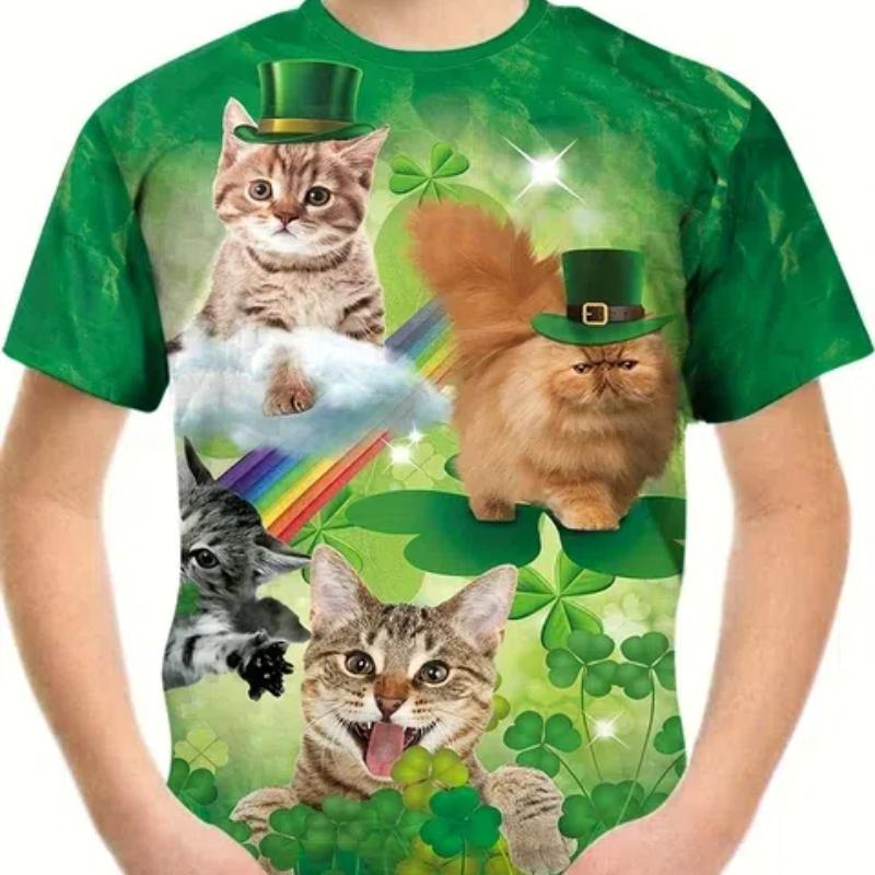 Kids T Shirt Cat & Pizza 3D Print T-shirt For Boys Girls Tops Summer Fashion Cartoon Short Sleeve T-Shirt Boy Girl Tees Clothing