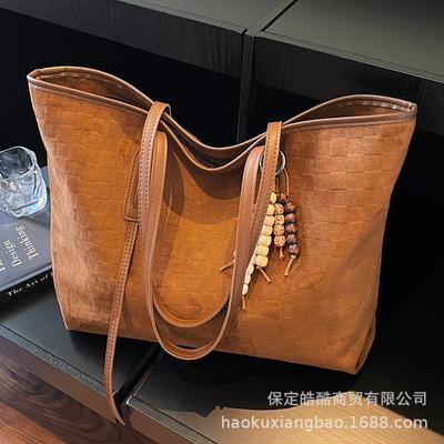 Tote Bag Women's Large Capacity 2025 New Autumn and Winter Versatile Matte Retro Shoulder Bag Suede Work Commuter Bag