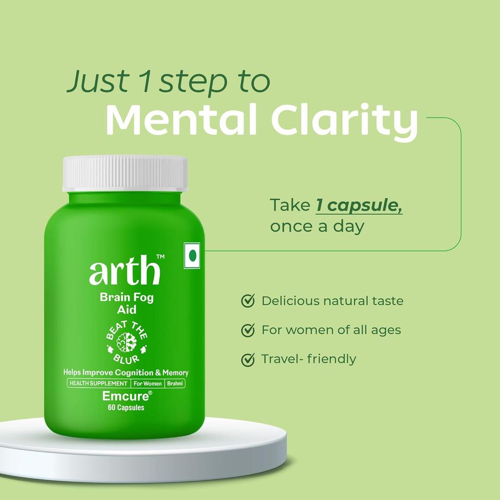 Arth Brahmi Capsules by Emcure | 60 Veg Capsules for Memory, Focus & Mental Clarity Support