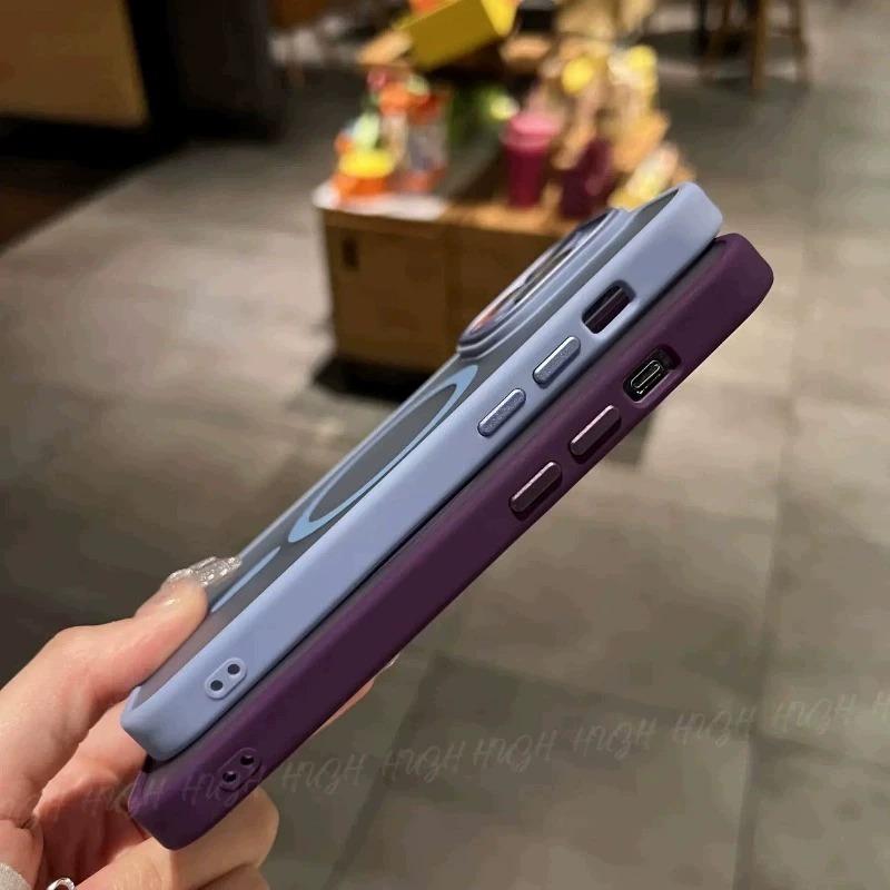 Luxury Magsafe Wireless Charge Matte Phone Case For iPhone 11 12 13 14 15 Pro Max Plus Transparent Magnetic Bumper Cases Cover