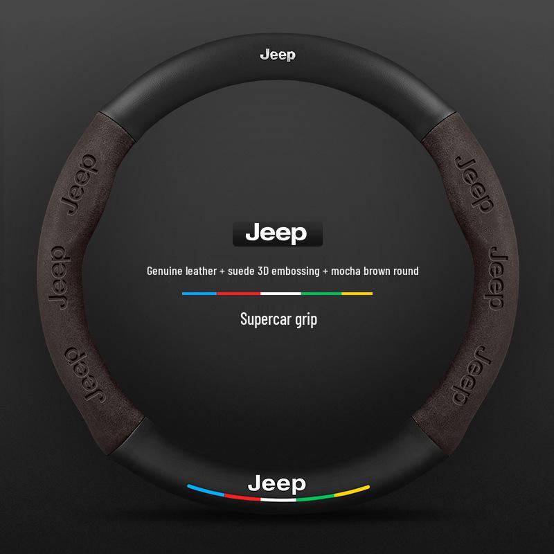 Jeep Steering Wheel Cover for Compass, Renegade, Cherokee, Wrangler, Commander, Gladiator