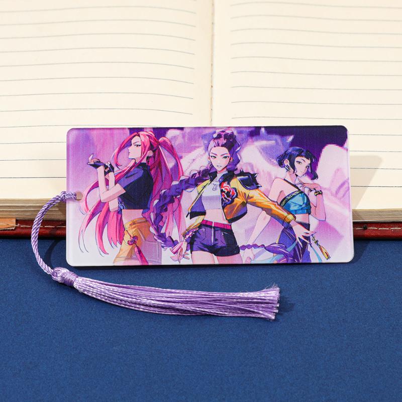 1/4 Pcs K-Pop Demon Hunters Anime Bookmarks Acrylic Tassel Bookmark Student Reading Markers Literary Stationery Supplies Gifts