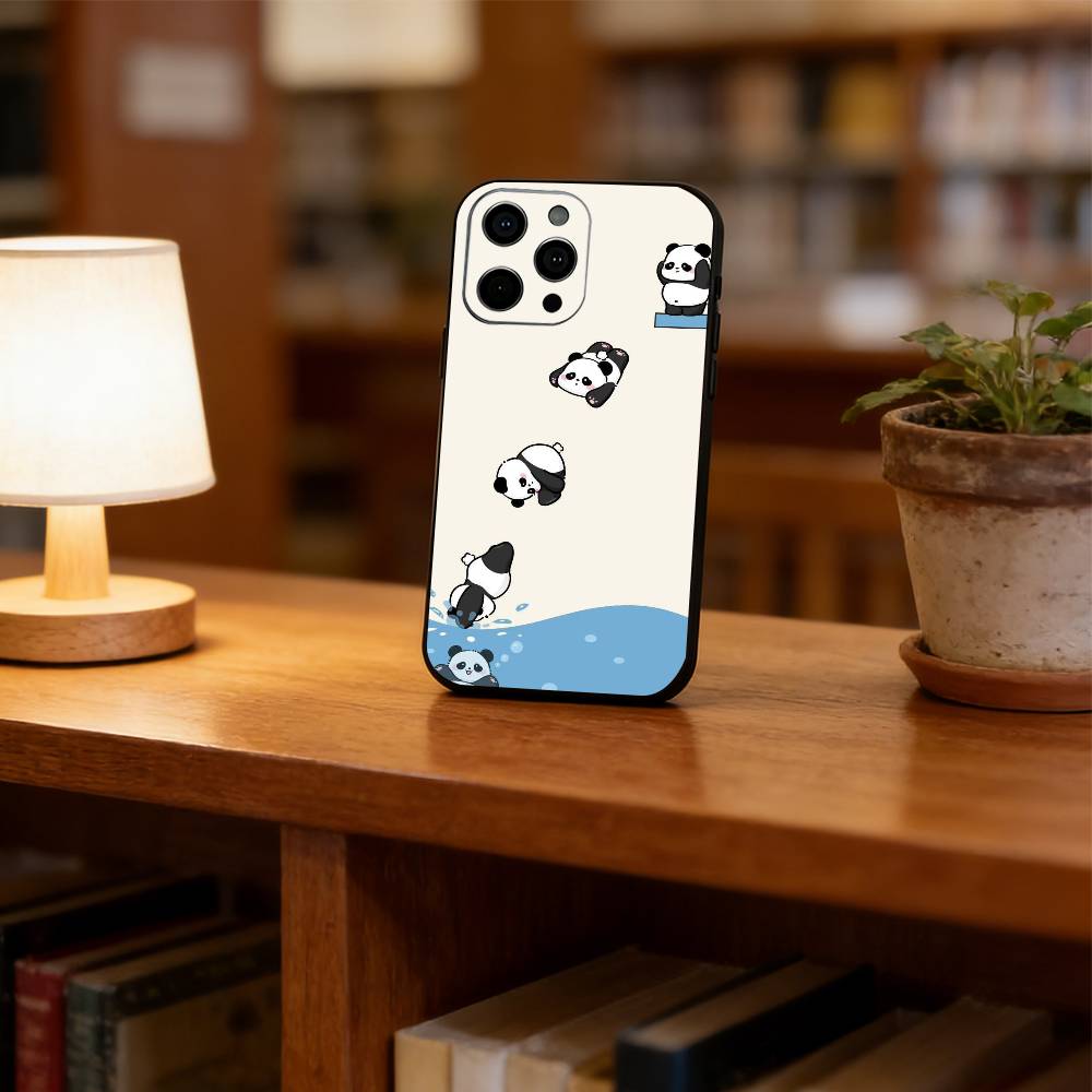 

panda Phone Case For iPhone 17, 16,15,14,13,12,11 Plus,Pro Max, Others Soft Black Cover iPhone14Pro