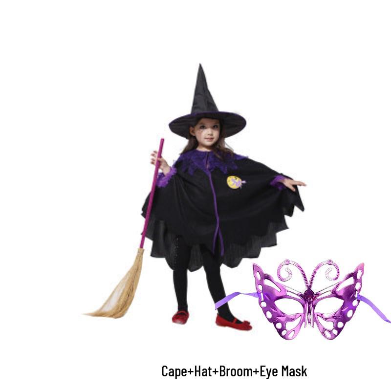 Halloween Witch & Vampire Costume Set for Girls: Cloak Cape Cosplay