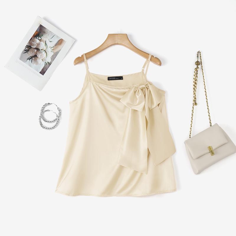 

ZANZEA Women Summer Bows Splice Casual Sleeveless Slip Camisoles S абрикосовый