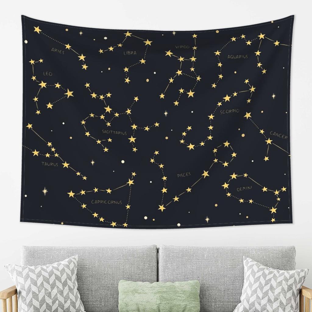 Zodiac Constellations Space Tapestry Decoration Art Aesthetic Tapestries for Living Room Bedroom Home Wall Cloth Wall Hanging