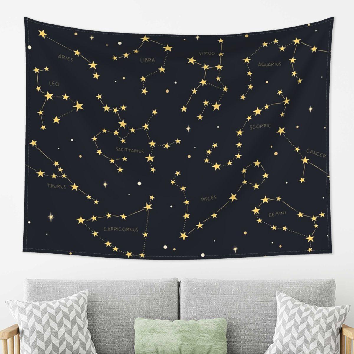 

Zodiac Constellations Space Tapestry Decoration Art Aesthetic Tapestries for Living Room Bedroom Home Wall Cloth Wall Hanging 74x94cm(29x37in)
