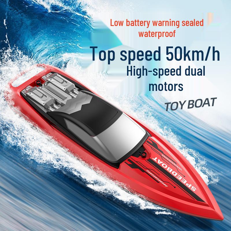 2.4G Dual Motor High-Speed Remote Control Speedboat with Lights for Kids