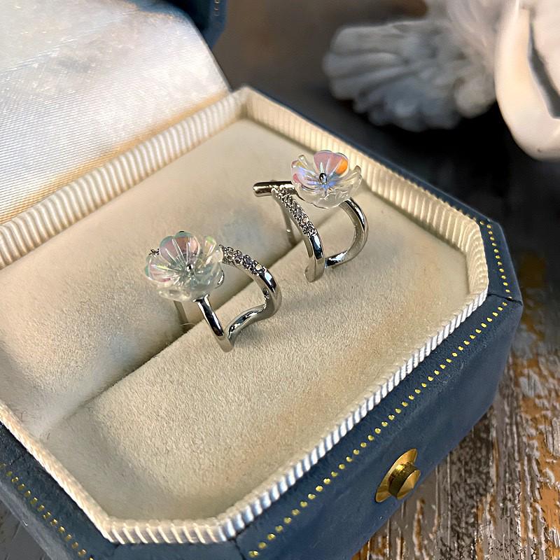 Elegant French Style Mother-of-Pearl Zircon Earrings - High-End Fashion