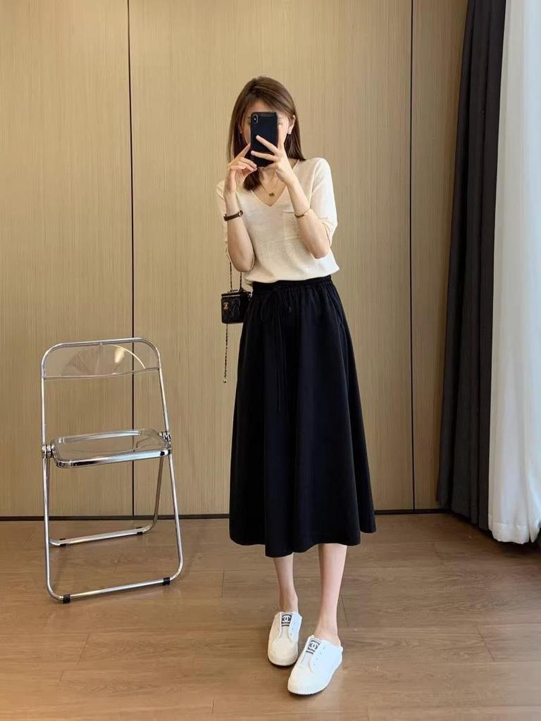 Women's Summer Wide-Leg Cropped Pants: Pear-Shaped, High Waist, Slimming, Loose Fit with Drapey Drawstring