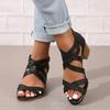 Cross-Tied Criss Cross Sandals Heels for Women Cutout Zip Up Open toe Block Heel Heels Sandals with Heels for Women