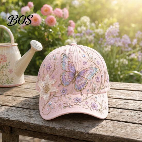 Cappello Estivo Cappellino da Baseball per Donna, Cappello con Ricamo Fiore Uccello, Leggero Traspirante Vestibilità Regolabile Giardinaggio Sole Primavera Esterno