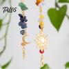 Beach Vacation Hair Styling 2Pcs Bohemian Long Tassel Braided Chain with Clips, Colorful Holiday Decorations Sun Moon Pendant, Jewelry Accessories for