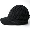 AVIREX Cable Knit Cap with and Winter Knit 023 Loose-Fit Brim, Men's Women's Cap, Black,