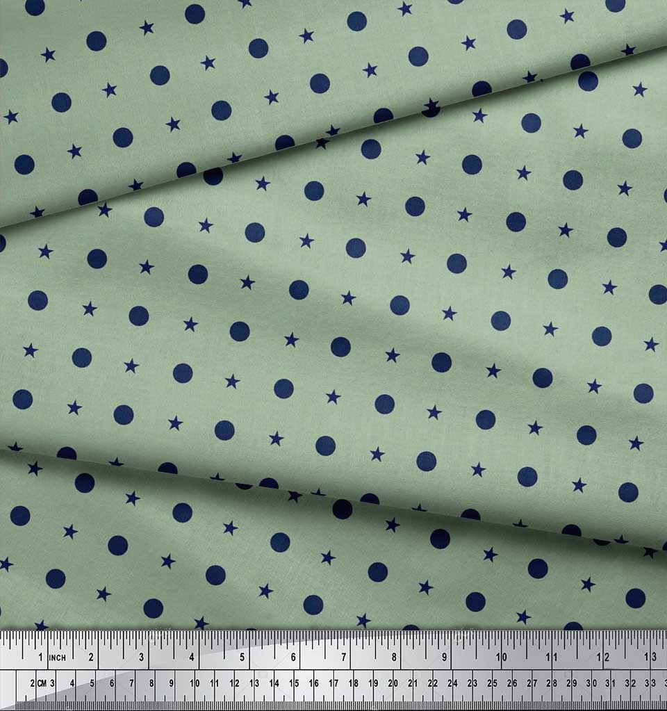 Soimoi Japonská krepová saténová látka s potiskem puntíků a hvězd 1 metr 42 palců