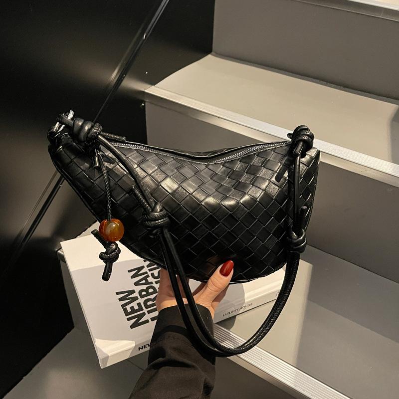 

Ретро Універсальна Сумка Під Пахву Жіноча Нішева Плетена Сумка-Сідло Трендова Повсякденна Сумка-Месенджер чорний