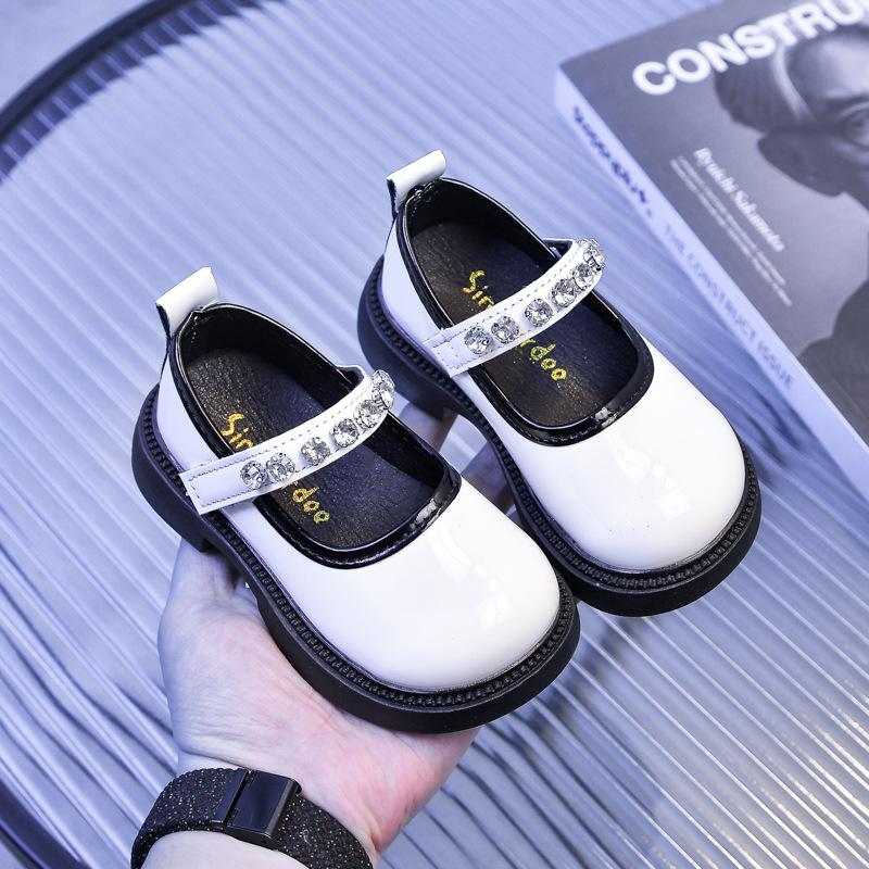 Academy-style children's leather shoes with rhinestones, student performance shoes, small and medium-sized children's leather loafers2026Spring