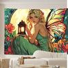 Colorful Glassstyle Fairy Digital Printing Polyester Wall Hanging Tapestry Decorative Living Room Bedrooms Background Gift