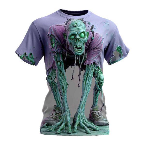 Europäisches & Amerikanisches Halloween 3D Schädel Print Herren Kurzarm T-Shirt - Horror Party Streetwear Festival Top