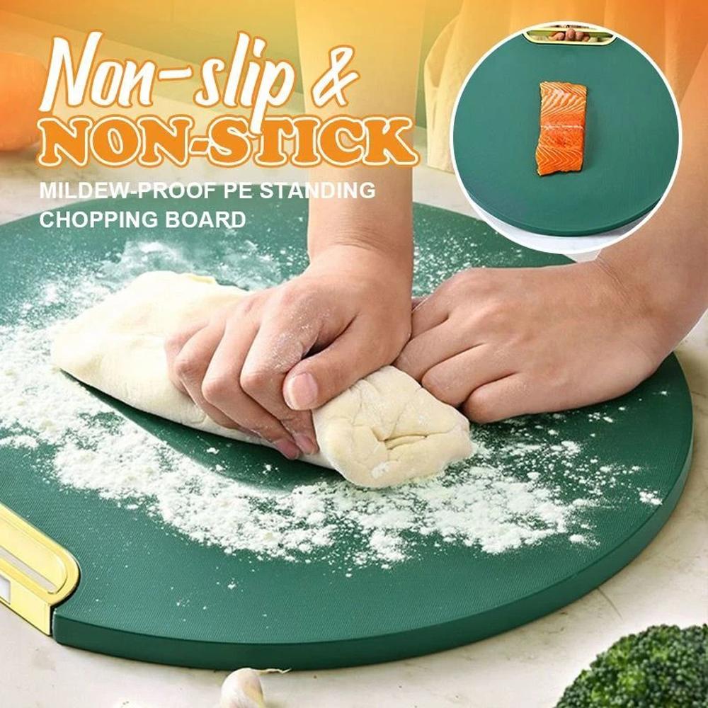 Kitchen Mold-proof PE New Cutting Board Non-slip Standing Green Cutting Board Round Double-sided Cutting Board Kitchen Supplies