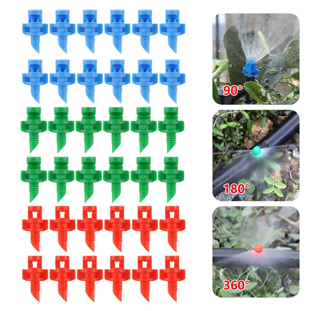 Refraction Nozzle and Spiked Holder Kit 90/180/360 Degree Spraying Head for Garden Lawn Drip Irrigation Micro-Spraying 20/100Pcs