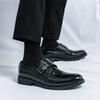 Large Size Fashion Business Munk Shoes Outdoor British Trend Low Top Leather Shoes Men's Leather Lazy Shoes