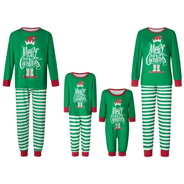 2024 Autumn/Winter Parent-Child Pajama Sets with Christmas Hat
