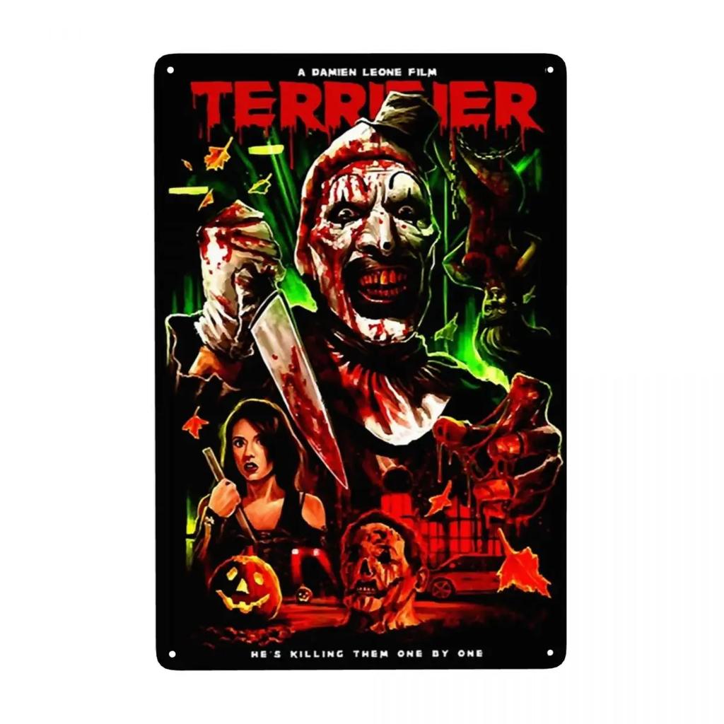 Retro Terrifiers Halloween Horrorfilm Metallschilder Benutzerdefinierte Blechschilder Tor Garten Bars Heimdekor 30x20cm