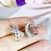 Fancy X Shaped Stud Earrings with Dazzling White Cubic Zirconia Luxury Earrings for Women Wedding Party Statement Jewelry
