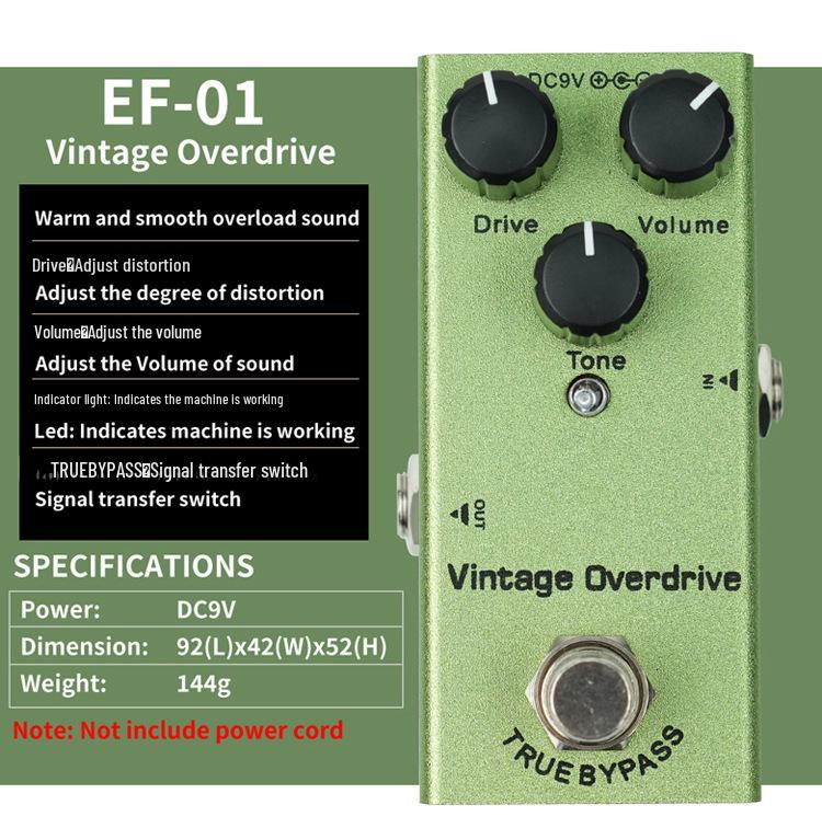 Professionelles E-Gitarren-Effektpedal - Verzerrung, Überlastung, Delay, Chorus, Tremolo
