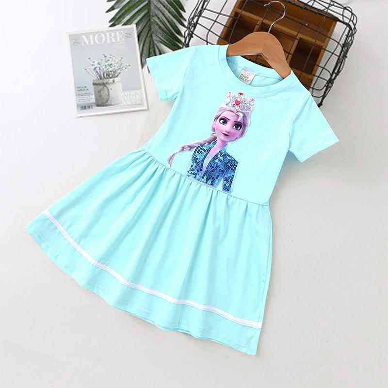 Girls Summer Cotton Short Sleeve Princess Dress 110