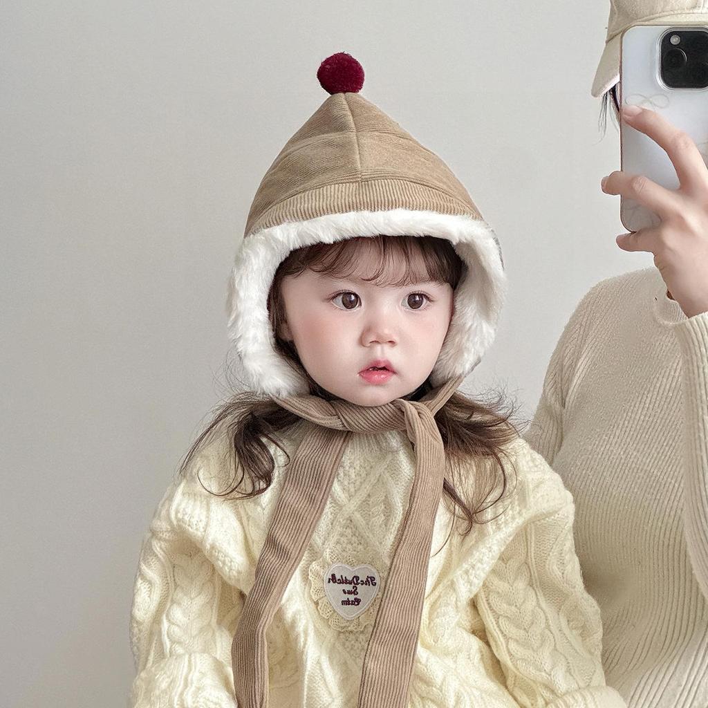 Entegre Peluş Boyunluk ve Kulak Korumalı Unisex Çocuk Kışlık Peluş Şapka