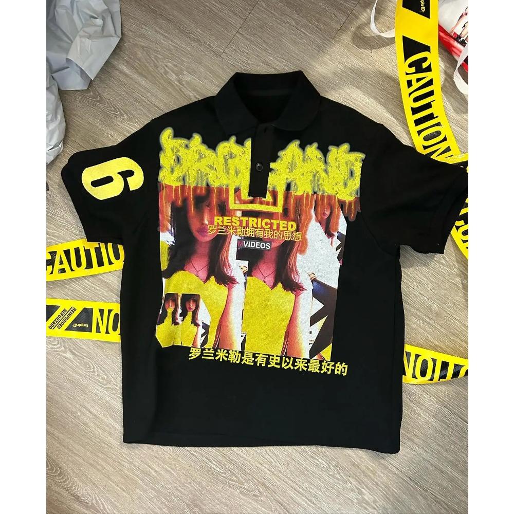 RogueWave Y2K Punk Goth Styl Móda Osobnost Jedinečný Design Polokošile Street Hip Hop Harajuku Pánské Krátký Rukáv Graffiti