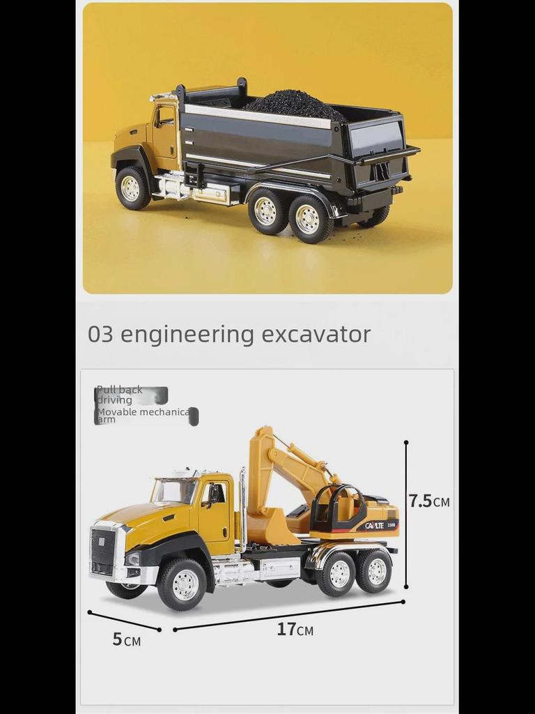 Alloy Construction Vehicle Set for Kids Ages 3-6: Mixer, Excavator, Dump Truck